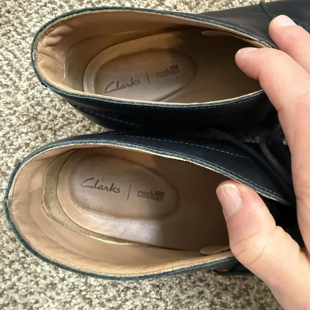 Clarks Glide Chukka Black Leather Shoes Men's size 12